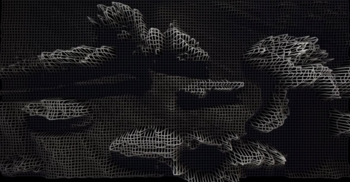 Wireframe mesh rendering of an archaeological form